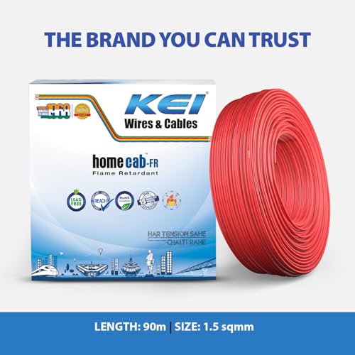 KEI 1.5 sqmm 1 Core 99.97% Copper House Wire 90M Red - Image 7