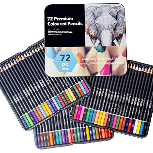 Juego de lápices de colores profesionales APOGO 72 lápices de dibujo para adultos/niños, ideal para principiantes, artistas dibujar, esbozar, sombrear, colorear