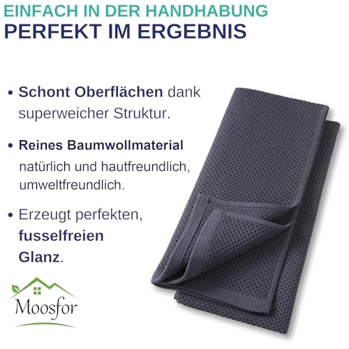 Foto von Moosfor Geschirrtücher 100% Baumwolle, 6er Set 30 x 30 cm, Weiche Geschirrhandtücher Küchenhandtücher Saugfähig Küchentücher Dicke Premium Geschirrtuch Spüllappen Putzlappen, Dunkelgrau