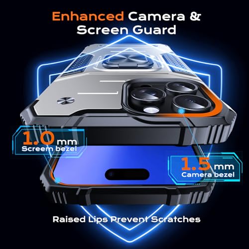 Image of Anqrp Heavy Duty Case for iPhone 16 Pro Case with Enhanced Ring Holder Grip Stand, Military Grade Shockproof Rugged Drop Protective Silicone Hard Slim iPhone 16 Pro Phone Case Cover,Silver