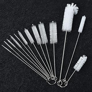 ALINK 13 Pieces Bottle Cleaning Brushes Set for Washing Small Pipe Tube, Teapot, Nozzle, Bottle Cleaner Brush Small Brush for Cleaning, Reusable Straw Cleaner Brush (White)