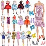 E-TING Lot 15pcs = 5 Sets Fashion Handmade Short Skirt Mini Dress with 10 Pairs Shoes for 11.5-inch Girl Doll Random Style