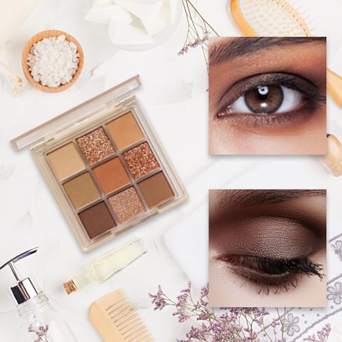 Gregali 9 Color Eyeshadow Multicolored Eyeshadow Palette Brown Waterproof Long-Lasting Eyeshadow Palette for Women Blendable Shades Brown Eyeshadow Palette with Soft Shimmers Matte - Image 5