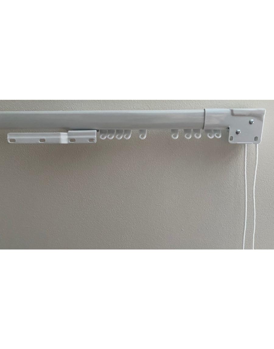 ABC Decor Extendable Metal Curtain Track, Pre-Corded Track set includes Brackets, Gliders and Fittings, White, 218-381cm