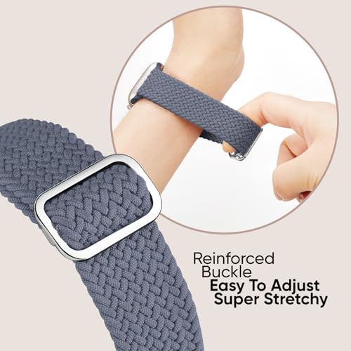 Image of 6 Pack Braided Stretchy Bands Compatible with Apple Watch Band 38mm 40mm 41mm 42mm 44mm 45mm 46mm 49mm Women Men, Adjustable Nylon Solo Loop Elastic Straps for iWatch Series 11 10 9 8 7 6 5 4 SE Ultra