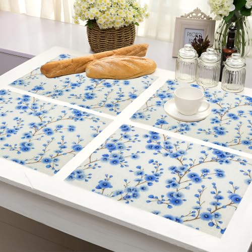 Sets de table aquarelle fleurs lin lavables et napperon rectangulaire de cuisine