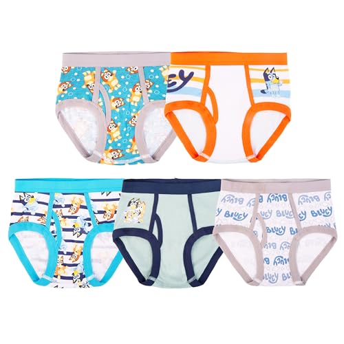 Bluey boys Briefs of 100% Combed Cotton Underwear Briefs, Sizes 18m, 2/3t, 4t, 4, 6, and 8