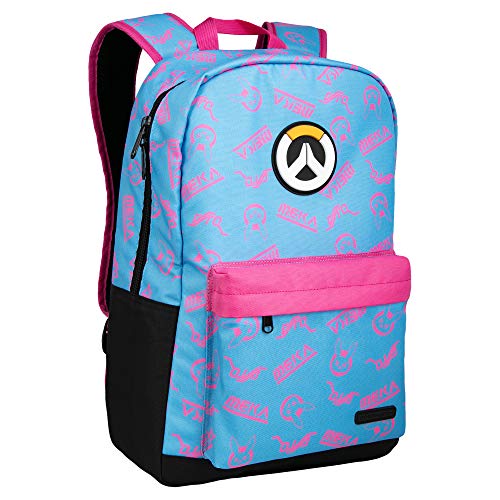 JINX Overwatch D.Va Splash Adult Backpack, Blue/Pink, 18