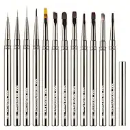12Pcs Nail Art Brush Set, Professional Gel Nail Brush Kit with Liner, Flat & Detail Brushes for Nail Art Design, Salon & DIY Manicure Tools