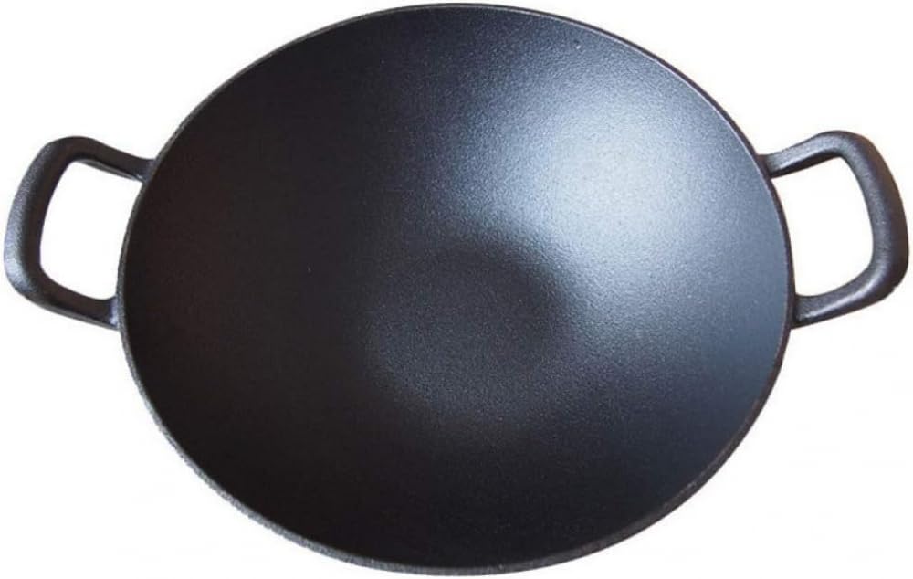 ASerZenith Wok Fry Pan Professional Binaural Wok Uncoated Round Bottom With Helper Handle Old-Fashioned Iron Pot Home Wok Frying Pan