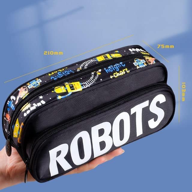 Image of DEOXY Pencil Pouch for Kids - Multipurpose Zipper Case, Pen and Pencil Pouch Case, Travel Accessory Organizer Bag, Stationery Holder, Makeup Pouch, Return Gift for Kids (Robots)
