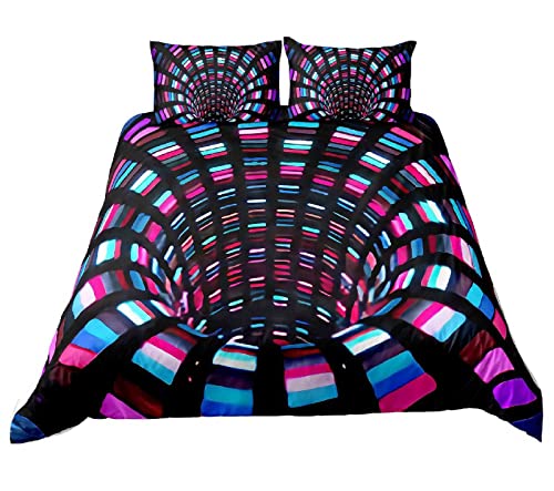 Jiafang 3D Vortex 3-Piece Duvet Cover Set Hotel Bedding Sets Comforter Cover For Kids Teens Adults, Include 1 Duvet Cover, 2 Pillowcases,(A,Queen(90"X90") #TOP1
