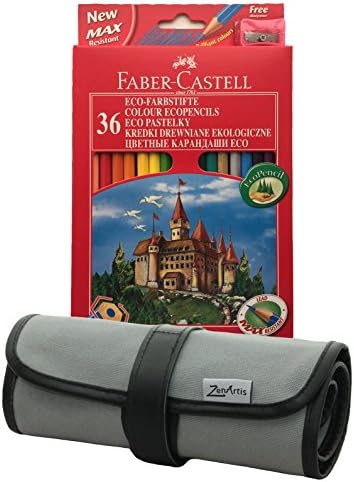 Zenartis Faber - Castell 36 Colored Ecopencils Set with Sharpener and Roll-Up Wrap (2 Items)