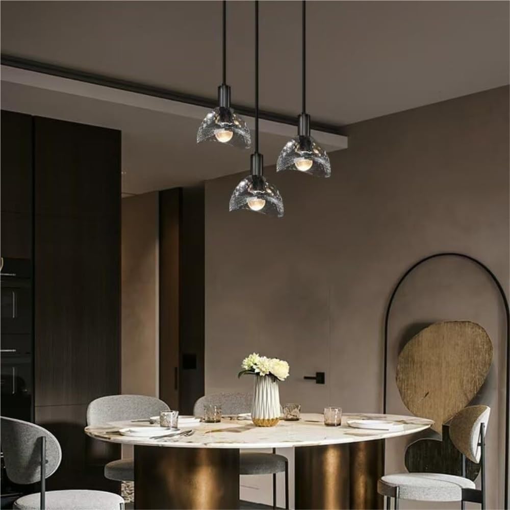 Kleine Mid-Century-Kristall-Pendelleuchte, nordischer Einzelkopf, schwarzes Kupfer, Nachttisch-Hängelampe, moderner, verstellbarer Schlafzimmer-Kronleuchter for Wohnzimmer