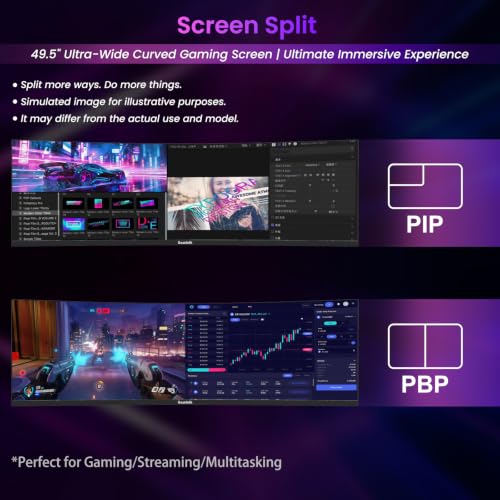 Image of Gawfolk 49inch Ultrawide Curved Monitor, 5120x1440 DQHD 120Hz 1ms 1500R