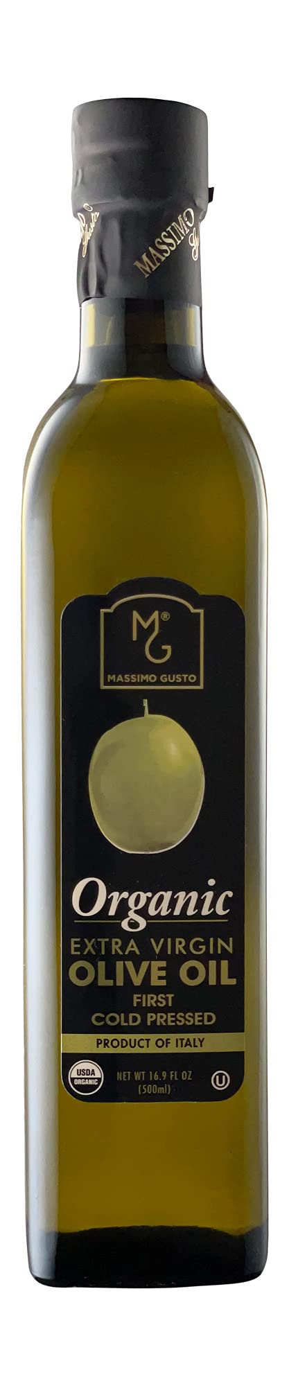 Massimo Gusto - Olive Oil - Organic Extra Virgin - 1/2 Liter Glass Bottle