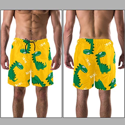 Short de bain pour homme doublure maille anti irritations motif jaune