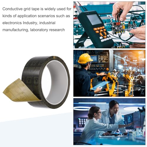 Image of PATIKIL Antistatic Tape, 2.36 Mil Thick, 1-9 /16 Inch x 39 Yards Conductive Adhesive Grid ESD Tape for Circuit Board Laptop Mobile Phone Communication Electronics Parts Black /Yellow
