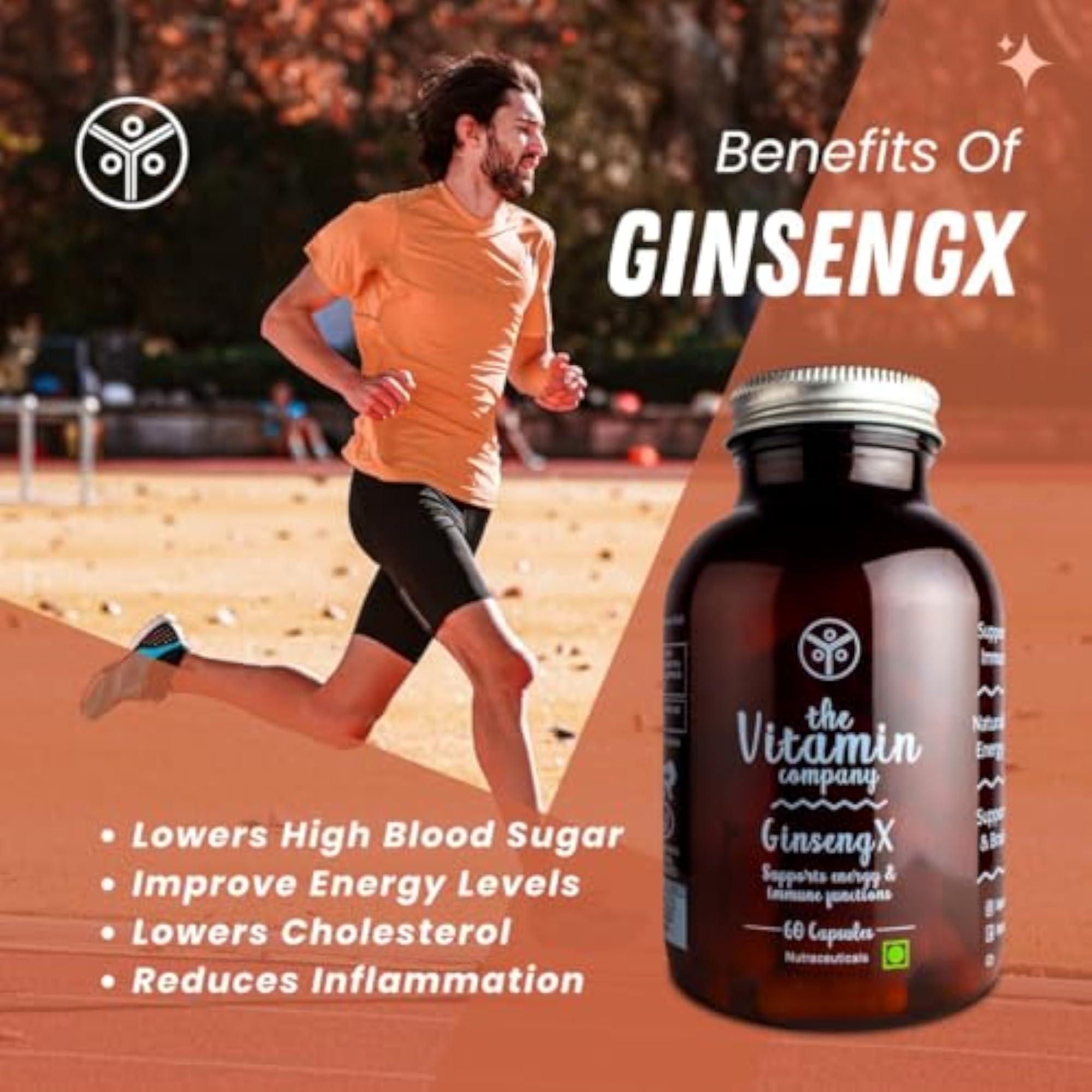 Ginseng 700mg Capsules for Brain Function & Immunity, 60 Pack
