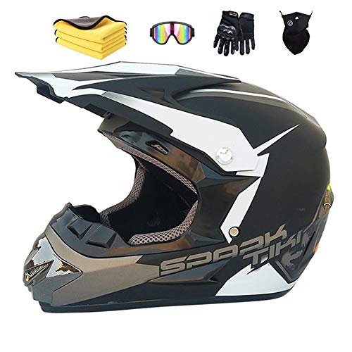 Wbeiba Casque Moto Cross Homme Casque Intégral DH Enduro Femme Quad Motocross Adulte (Black and white,M:57-58cm)