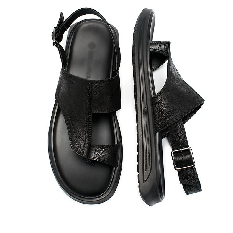 Sandals Outdoor Men's Leather Sandals Soft Sole Non-Slip Beach Shoes Trendy Sandals(38 Code)3