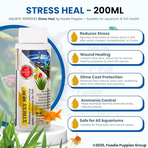 Image of Foodie Puppies Aquatic Remedies 2-in-1 Aquarium Medicine Combo - (Microlife S2 + Stress Heal, 200ml Each) | Anti-Bacterial Effective Fish Skin Treatment for Fresh Water