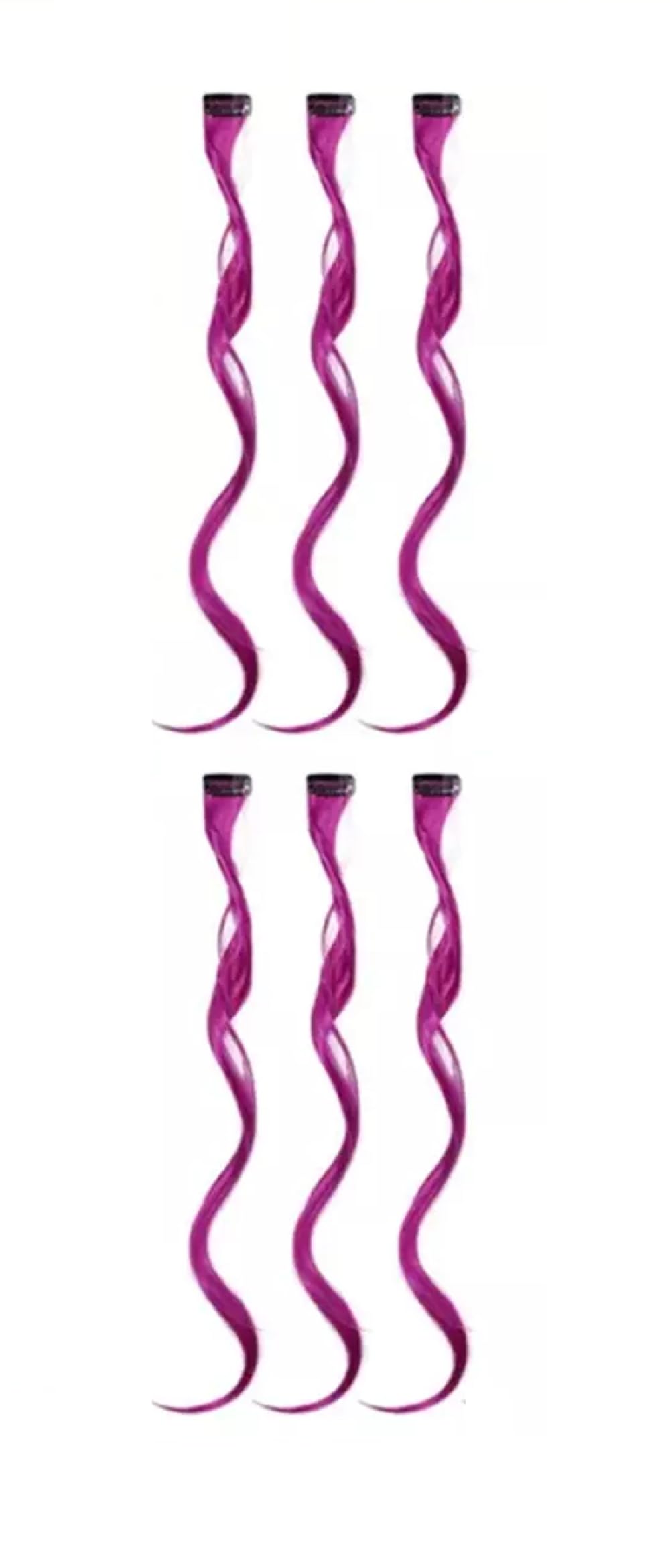 Clip In Curly Hair Extension Highlights, Hair Streaks, Long Curly Hair Highlights (6 x Light Purple), 10 g (Pack of 1) - Image 2