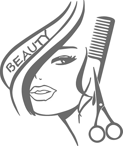 Miniatura 5 de Adhesivo de pared para ventana de peluquería y peluquería de peluquería y peluquería de moda moderna, decoración de vinilo, color negro, 23 x 15