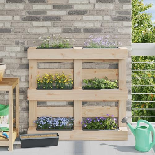 Xolmizyn 24 Pcs Flower Boxes for Euro Pallets, 14.17 Inch Plastic Rectangular Planter Set for Vertical Garden, Herb Pots for Patio, Balcony, Deck, Grey