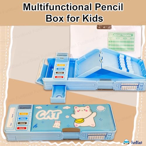 Image of FunBlast Multifunctional Pencil Box for Kids, Kids Pencil Box for Boys & Girls, Magnetic Pencil Box for Boys, Pop up Pencil Case for Kid (Cat)