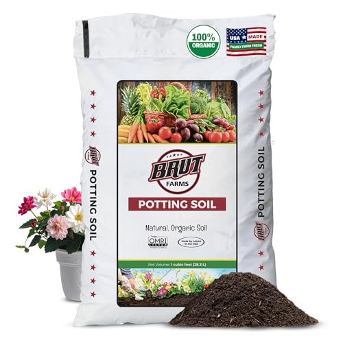 Brut Organic Potting Soil 1 CU FT – Premium Plant Soil with Organic Worm Castings, Trace Minerals & Perlite – Chemical-Free, Filler-Free – Ideal Potting Mix for Indoor & Outdoor Plants – Pack of 1