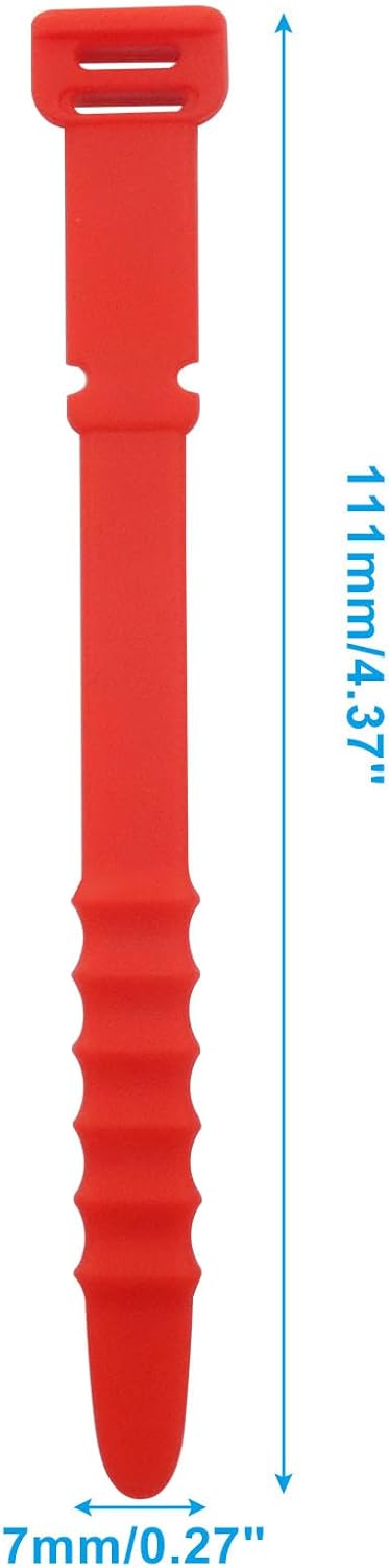20 Pack Reusable Silicone Zip Ties, 4.37" Versatile Cable Management Straps Colorful Rubber Cord Ties(Purple+Red+Blue+Green+Yellow)