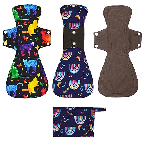 Image of 4 Pack 16 Inch Cloth Menstrual Pads-Reusable,Washable Overnight or Post Partum Absorbency Pads,Unscented