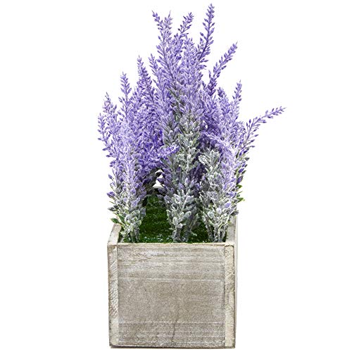 Juvale Artificial Lavender Plant In Rustic Pot Wooden Box (9 X 4 In) #TOP6