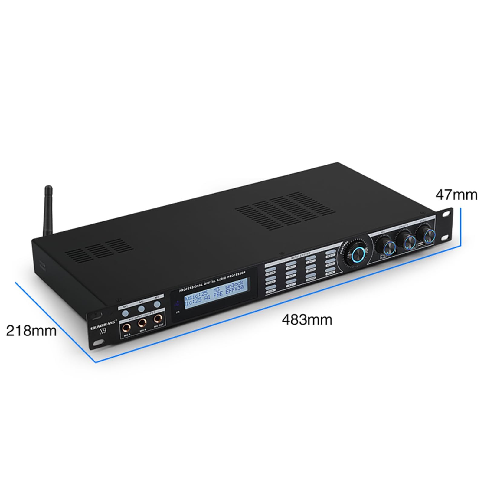 Efector digital profesional preetapa con pantalla LCD, ajuste de reverberación multimodo para KTV y entretenimiento en casa