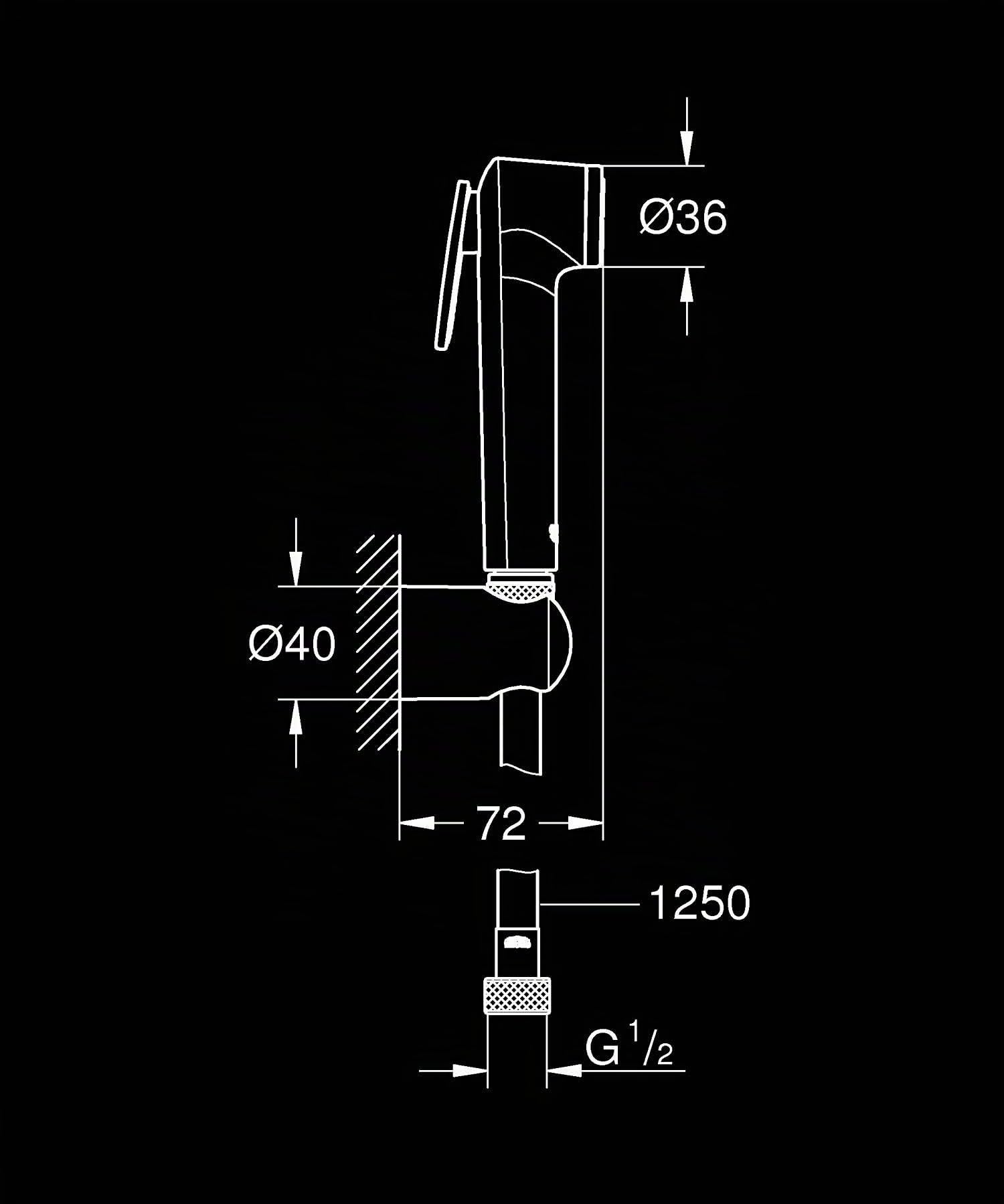 GROHE Tempesta Trigger Spray Set Supporto a Parete (1 getto a pistola, supporto a parete incluso, SpeedClean anticalcare, flessibile antitorcitura), Cromo, 26175001