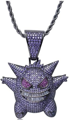 Collar con dije de metal con diamantes de imitación de personajes de Gengar, Esmalte, a