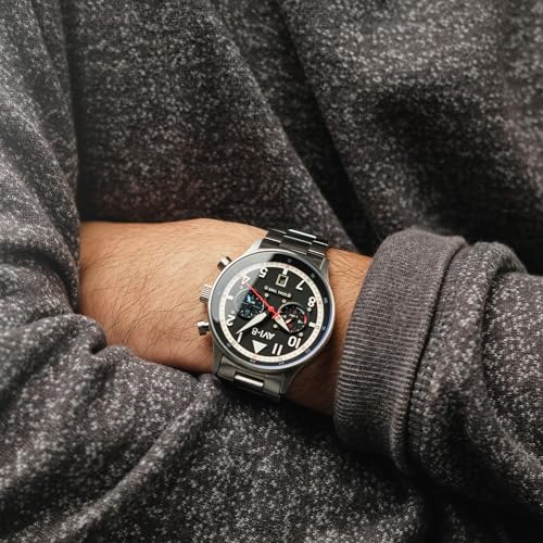 Image of AVI-8 Men's 43.5mm Hawker Hurricane Carey Dual Time Watch with Leather Strap AV-4088