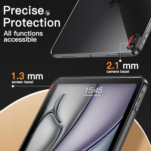 Image of JETech Cover Case for iPad Air 11-Inch M4 /M3 /M2 (2026 /2025 /2024), iPad Air 5 /4 (10.9-Inch, 2022 /2020 Model), Soft TPU Transparent Slim Tablet Cover, Support Pencil Pro /2nd Charging (Black)