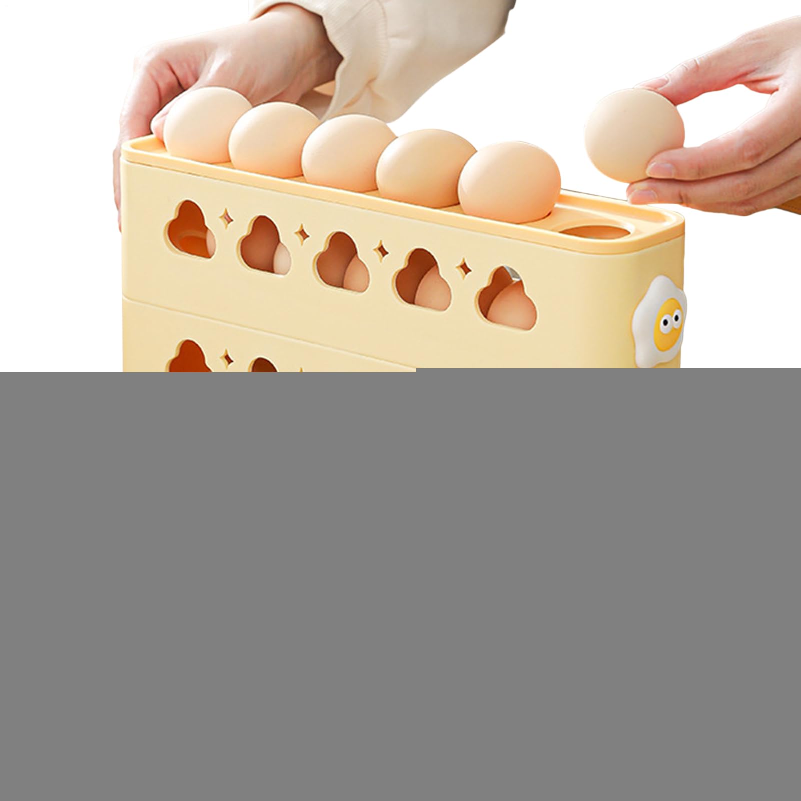 Organizador de huevos para refrigerador y mostrador con rodamiento suave