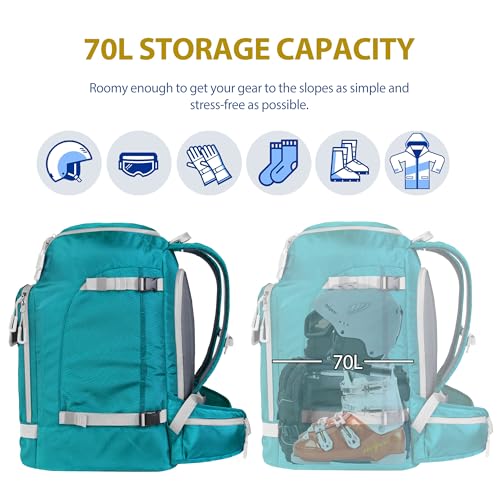 Image of Unigear Ski Boot Bag Backpack for Helmet 50L /70L, Goggles, Gloves, Skis, Snowboard & Accessories