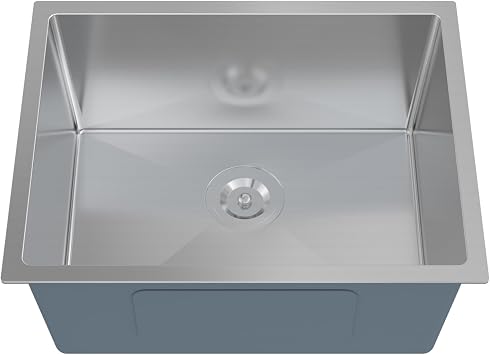 23x18 Undermount Silver Kitchen Sink With Drain Strainer, Single Bowl