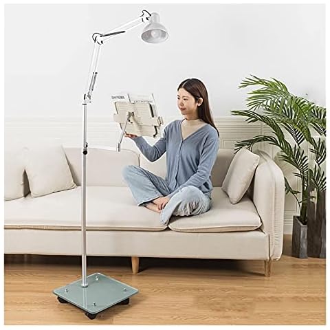 Reading Shelf Floor-Standing for Reading,Sheet Music Stand & Floor Book Stand,Laptop Floor Stand with Wheels,Book Holder Tablet Floor Stand Adjustable Handsfree Reading for Bed ( Size : With lamp ) Cover