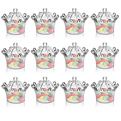HERCHR 12pcs Boîte à Dragées pour Baptême, Boîtes à Bonbons en Forme de Couronne pour Anniversaire, Bébédouche, Baptême, Communion, Noël