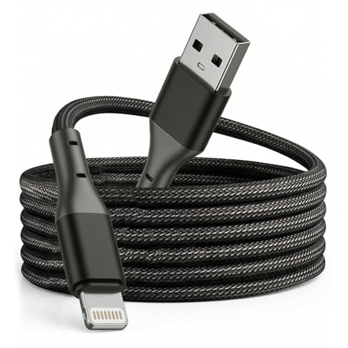 Image of UNIGEN 1.5 USB Type-A to L 3A Fast Charging Braided Cable PD & QC 3.0 Compatible High-Speed Data Sync Charger Cord for iPhone 14 /13 /12 /11 /X /8 /7, iPad, iPod (Black)