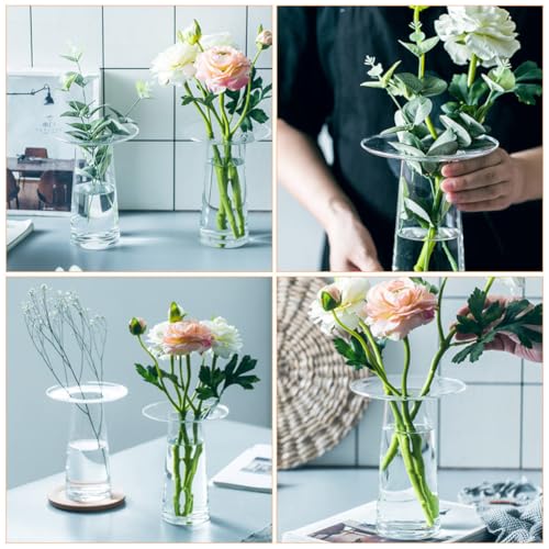Vase décoratif en verre transparent pour composition de fleur salon