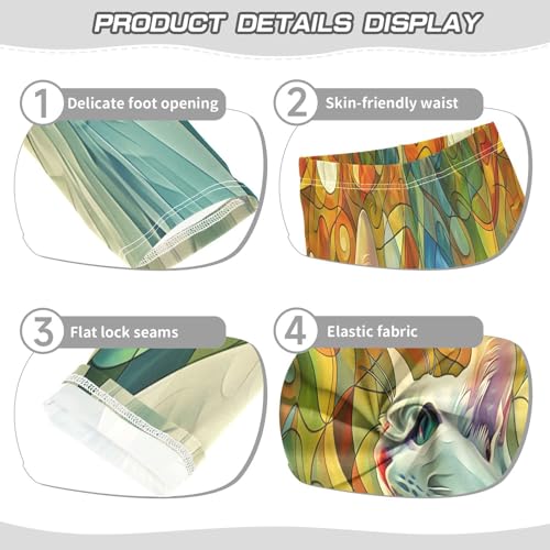 Toddler Girls Leggings Printed Yoga Pants Leggings Stained Glass Cat for Kids3