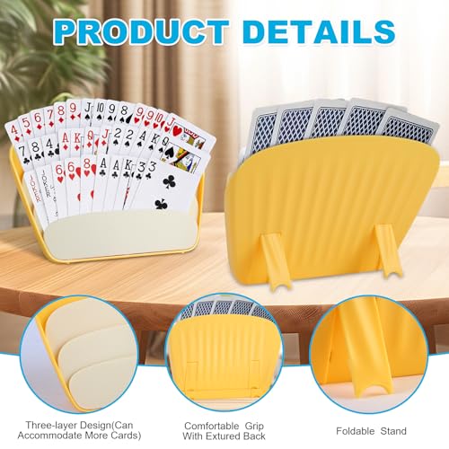 FYCQER 2PCS Card Holders for Playing Cards,3-Layer Foldable & Hands-Free Portable Tabletop Stand for Poker, UNO, Canasta, Card Games, Perfect for Family Game Nights, Kids, Seniors & Parties - Thumbnail 3