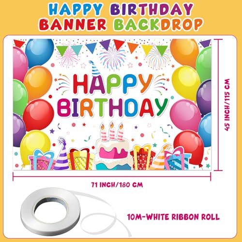 Image of Happy Birthday Banner - Birthday Decorations for Kids Colorful Birthday Party Banners Welcome Happy Background Sign for Theme Party Decorations Indoor Outdoor