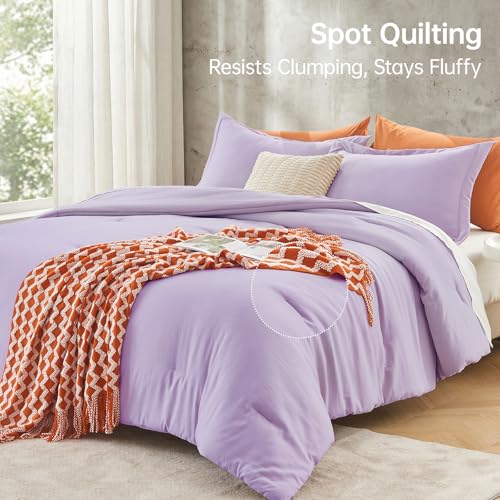 Image of MUXHOMO Full Comforter Sets, All Season Ultra Soft Down Alternative Bedding - 3 Piece Lightweight Bed Set Includes 1 Comforter (82 inchx86 inch) and 2 Pillow Shams (20 inchx26 inch), Crystal Purple